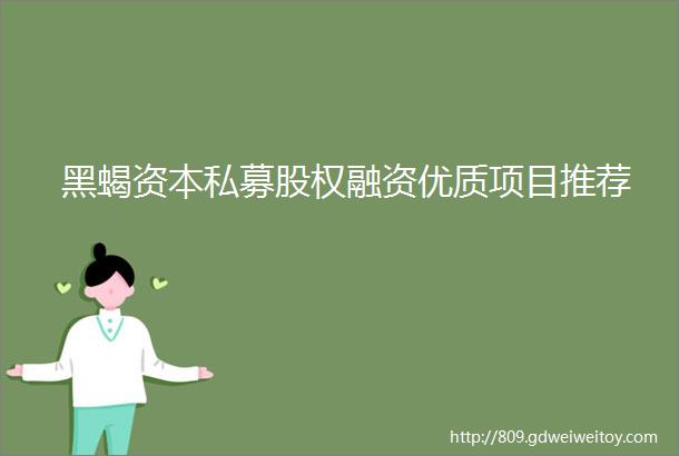 黑蝎资本私募股权融资优质项目推荐